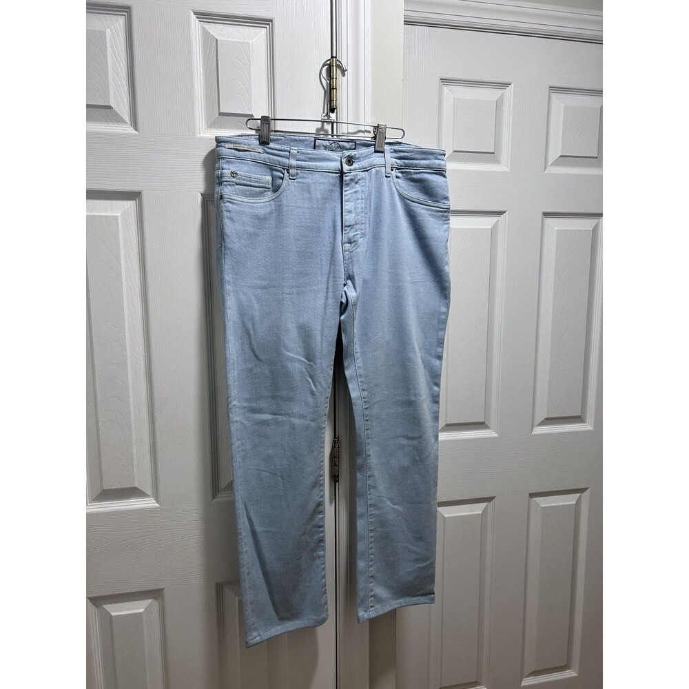 Teleria Zed Men’s Pants Size 35 Light Blue Cotton Linen Stretch Made in Italy